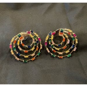 Earrings, Natasha Rainbow CZ Pinwheel Earrings, new with tag